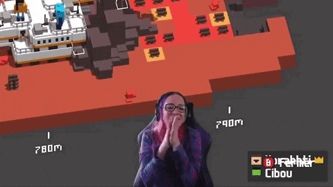 a woman is clapping in front of a video game with the name cibou on the screen