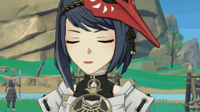 a cartoon character with a red mask on her head