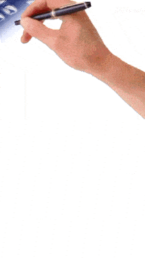a hand is holding a pen in front of a blue background with the word concept on it