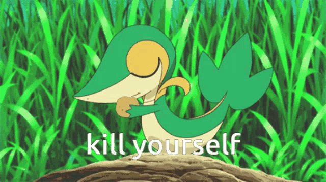a cartoon of a snake with the words kill yourself written below it
