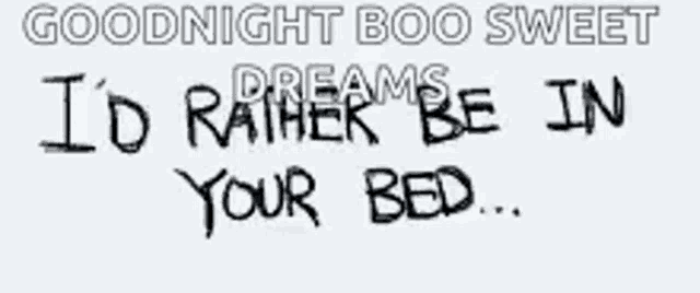 goodnight boo sweet dreams i 'd rather be in your bed .