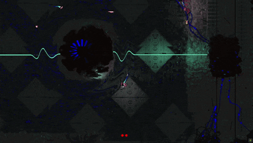 a screenshot of a video game with a green line going through the center