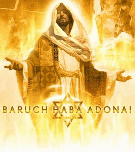 a picture of a man with the words baruch haba adonai on the bottom