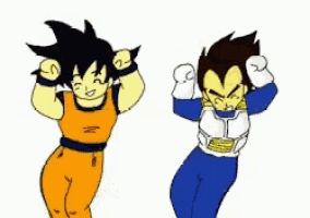 a cartoon of goku and vegeta from dragon ball z