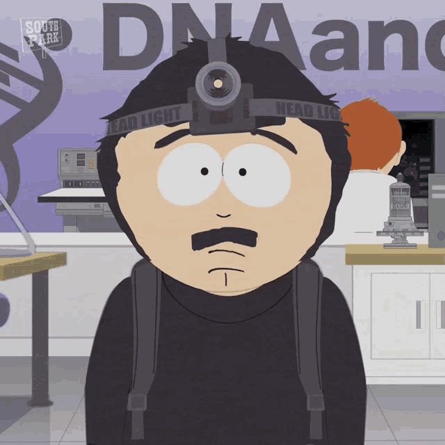 a cartoon character from south park wearing a headlight