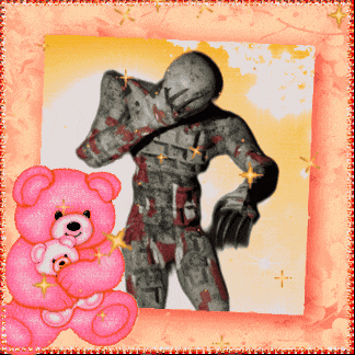 a pink teddy bear is holding a small teddy bear