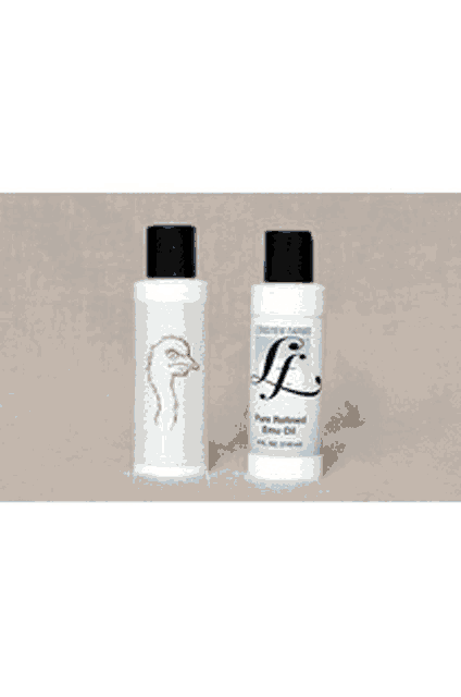 a bottle of longview farms emu oil in a package on a white background .