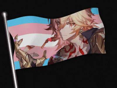 a flag with a picture of a man holding a skewer