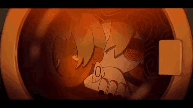 a cartoon character is sitting in a washing machine with a skull in the background .