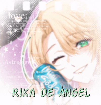 a picture of a girl with the name rika de angel on the bottom