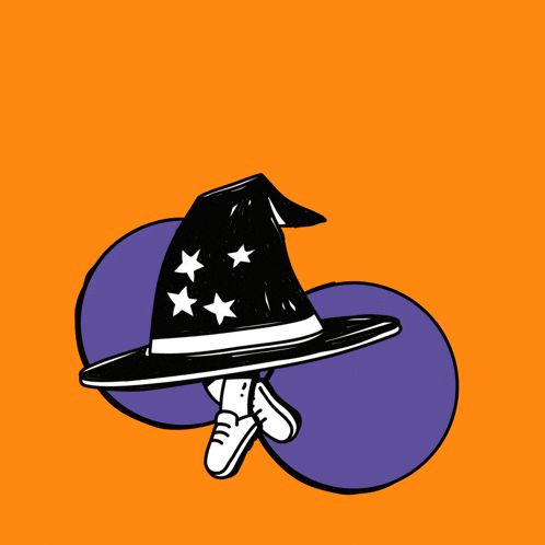 a cartoon drawing of a witch 's hat with stars on it