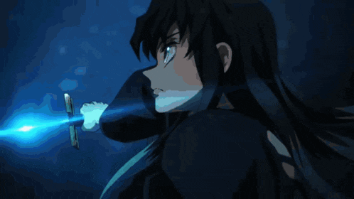 a dark blue background with a few lines of light