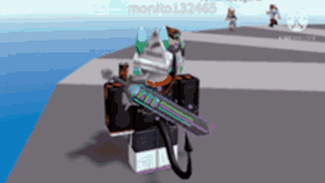 a video game character is holding a colorful sword and the name monito is visible in the corner
