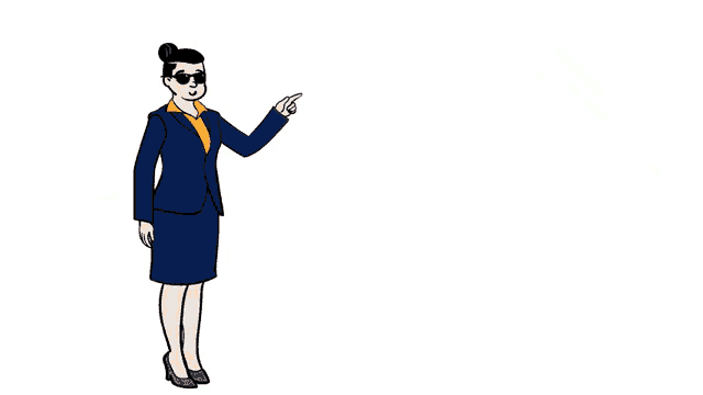 a cartoon illustration of a woman pointing at a book that says atenção