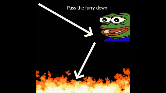 a picture of a frog and a picture of a furry with the words pass the furry down