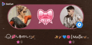 a picture of a woman and a picture of a man with a bow on it