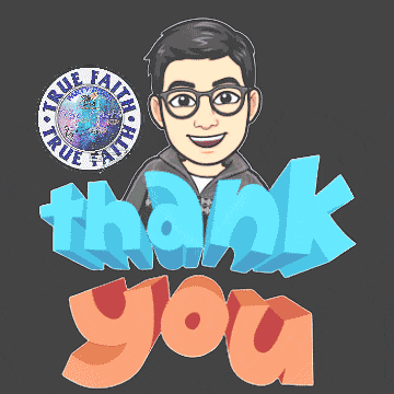 a cartoon of a man with glasses and the words thank you behind him