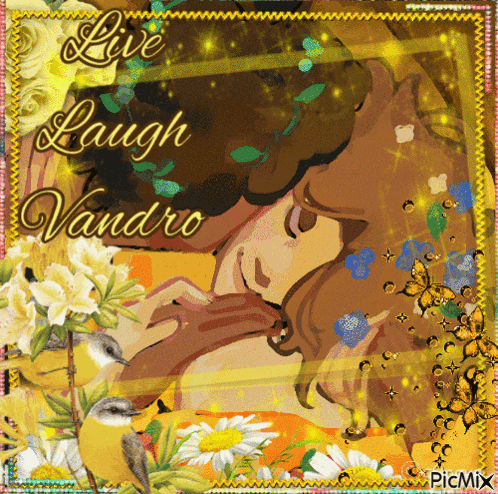 a picture of a woman with the words live laugh and vandro on it