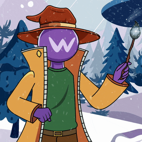 a cartoon character with a w on his head