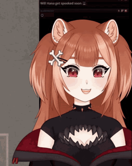 a picture of a girl with the words will hana get spooked soon below her