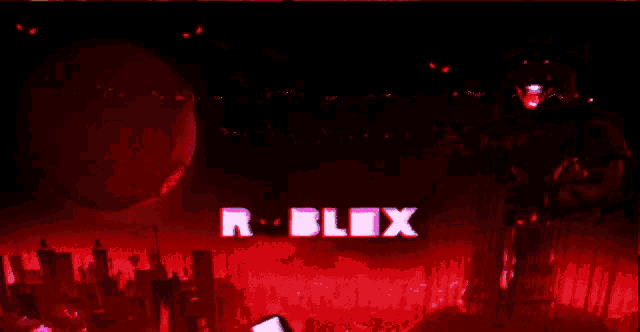 the word roblox is displayed on a red background