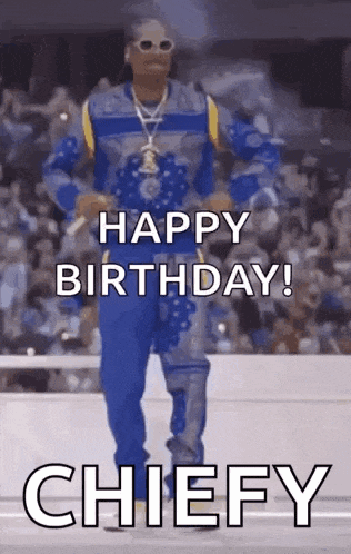 snoop dogg is dancing in front of a crowd and says `` happy birthday ! ''