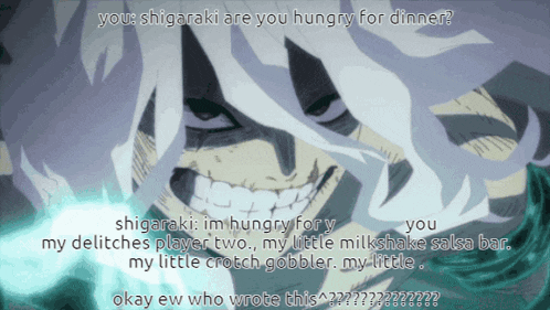 a cartoon of shigaraki asking if he is hungry