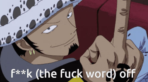 a cartoon character giving the middle finger with the words f * * k ( the fuck word ) off below