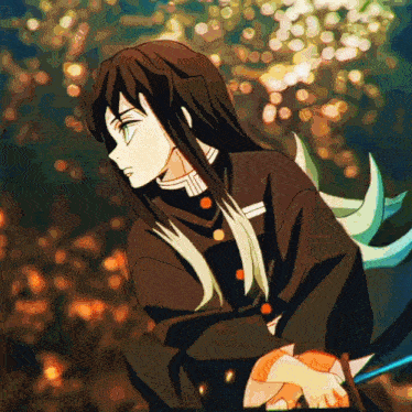 a drawing of a man with long hair and a sword