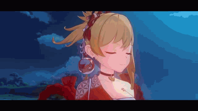 a girl with blonde hair and a ponytail is wearing a choker and earrings in a video game .