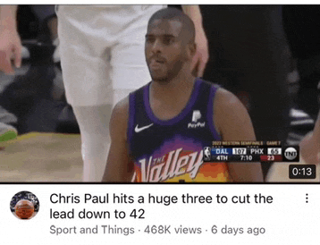 chris paul hits a huge three to cut the lead down to 42 in the 4th quarter