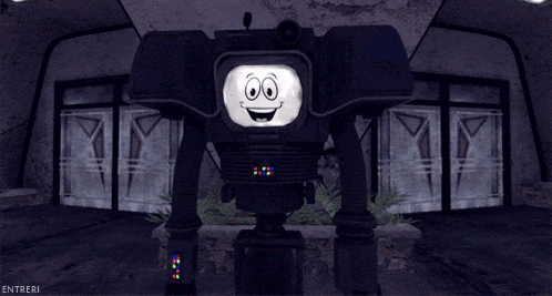 a computer generated image of a robot with the words entreri at the bottom of the image