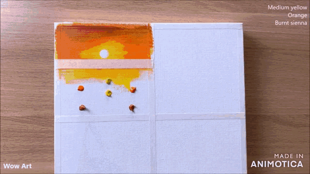 a painting of a sunset with the words wow art on the bottom