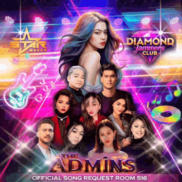 a poster for the admins official song request room 516 shows a group of people