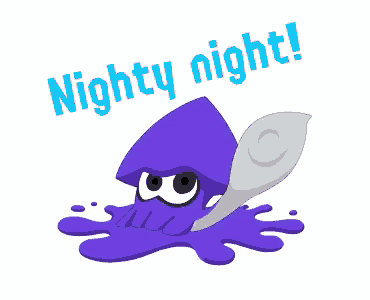an illustration of a squid with the words nighty night written below it