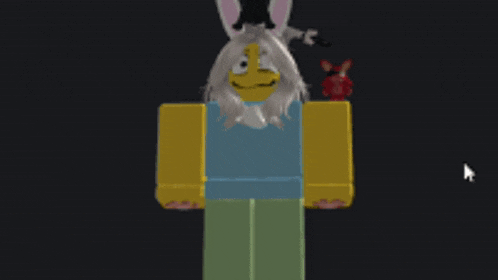 a cartoon character with a bunny ear and a red fox on his shoulder