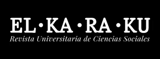 el ka ra ku revista universitaria de ciencias sociales written in white on a black background