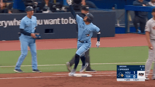 a baseball game is being played with a scoreboard that says hou 1 on it