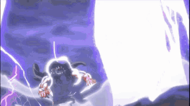 a cartoon character is being struck by a lightning bolt in a cave .