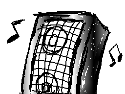 a black and white drawing of a microphone with music notes flying around it .