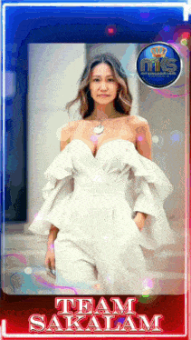 a picture of a woman in a white dress with the name team sakalam