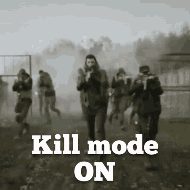 a blurred image of a group of people with the words kill mode on on the bottom
