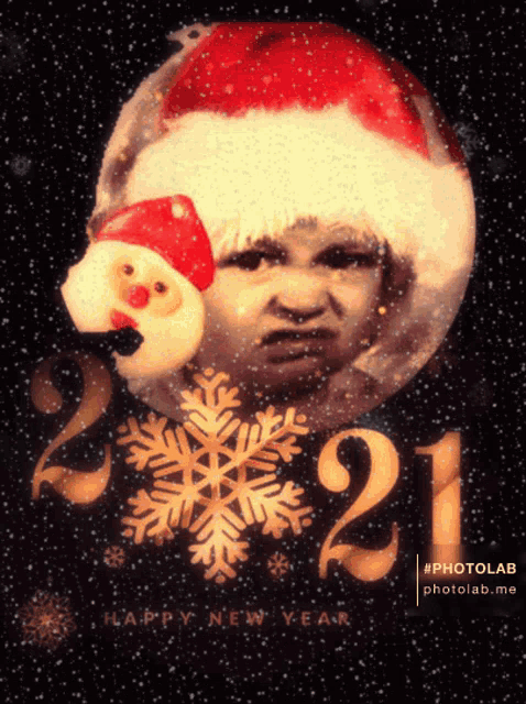 a picture of a baby in a santa hat with the number 21