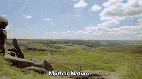 a landscape with the words mother nature written below it