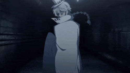 a cartoon character with a top hat and a white coat