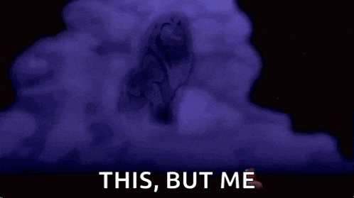 a lion from the lion king is standing in the middle of a cloud .