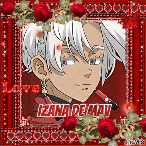 a picture of a boy with the name izana de mav on the bottom