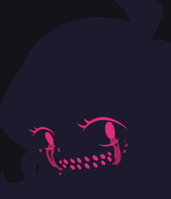 a drawing of a monster with pink eyes