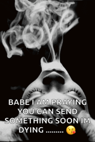 a woman with smoke coming out of her mouth is praying