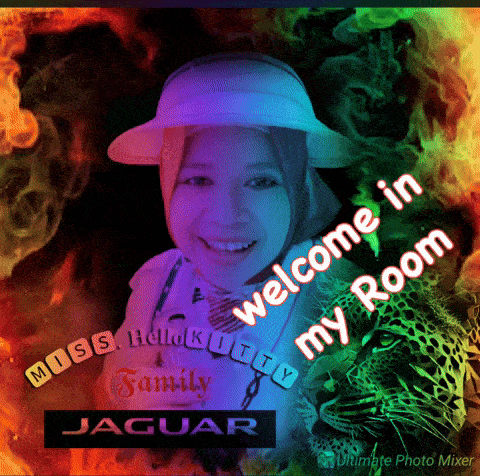 a picture of a girl with the words welcome in my room on it